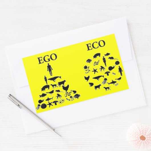 Eco versus Ego Rechthoekige Sticker (Envelop)