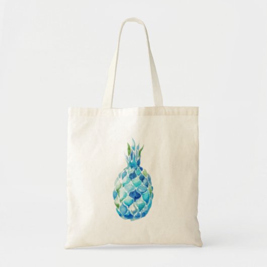 Eco-vriendelijk Tas met blauwe Waterverf ananas (Voorkant)