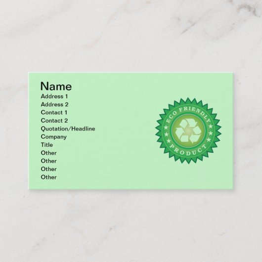 Eco-vriendelijk Visitekaartje voor productsticker (Voorkant)