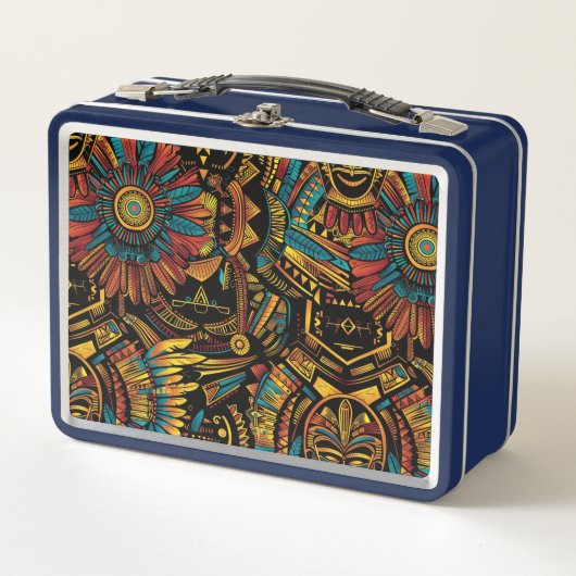 Eco-vriendelijke Cyaan "Aztec Dream" Kinder Lunchb (Voorkant)