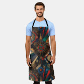 Eco-vriendelijke cyaan "oude inheemse kronieken" schort (Gedragen)