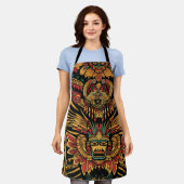 Eco-vriendelijke Cyan "Aztec Dream" Art Schort (Gedragen)