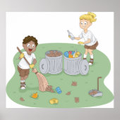 Eco-vriendelijke Kinder schoonmaak camping Recycli Poster (Voorkant)