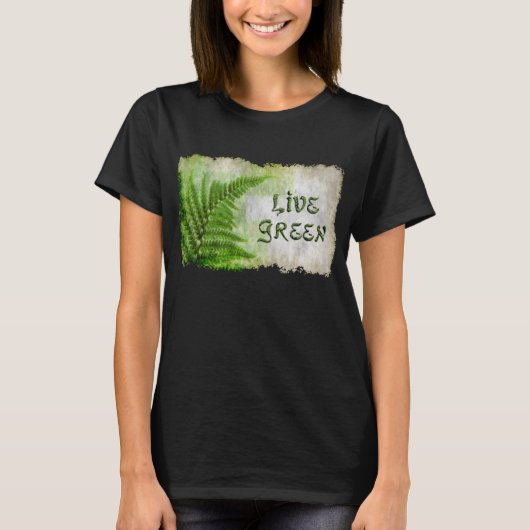 Eco Vriendelijke "Live Green" Enviro Art-liefhebbe T-shirt (Voorkant)
