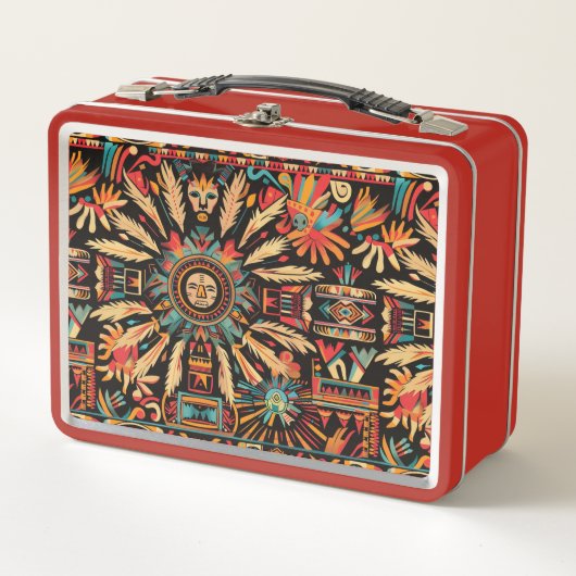 Eco-vriendelijke rode "Aztec Dream" Kinder lunchbo (Voorkant)