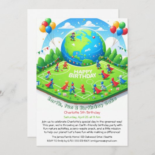 Eco-vriendelijke verjaardag uitnodiging (Voorkant / Achterkant)