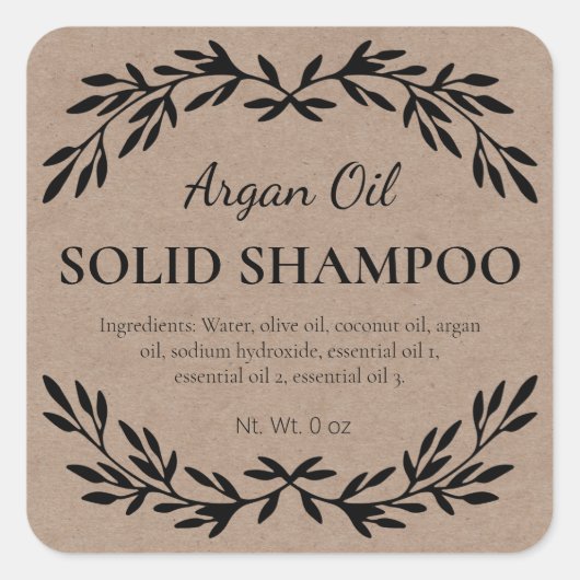 Eco vriendelijke zelfgemaakte solide shampoo label (Voorkant)