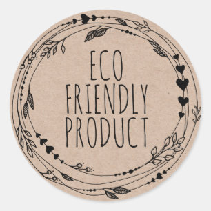Eco vriendelijke Zero Waste Leafy Kraft Ronde Sticker