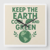 Eco Wall Clock Vierkante Klok (Voorkant)