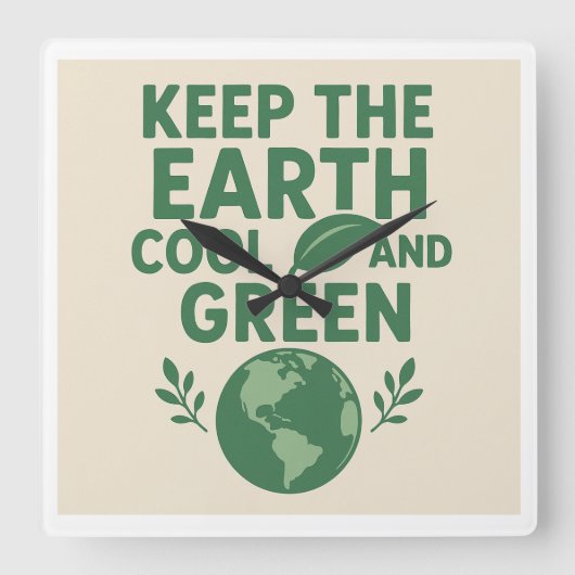 Eco Wall Clock Vierkante Klok (Voorkant)