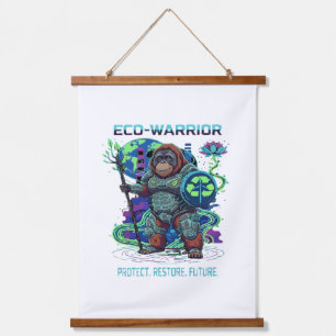 Eco-Warrior Orang-oetan Cyberpunk Beschermer Hangend Wandkleed