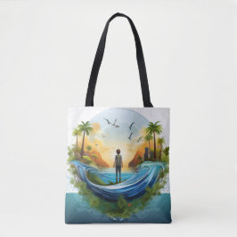 Eco Wereldbol Adventure Design Tote Bag