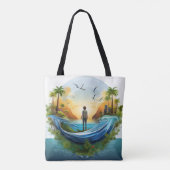 Eco Wereldbol Adventure Design Tote Bag (Achterkant)
