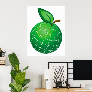 Eco Wereldbol Fruit Green Earth Leaf Sphere Poster