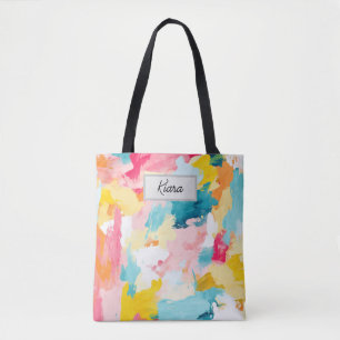 Ecobag met Pastel Brush Strokes Kleurrijk Tote Bag