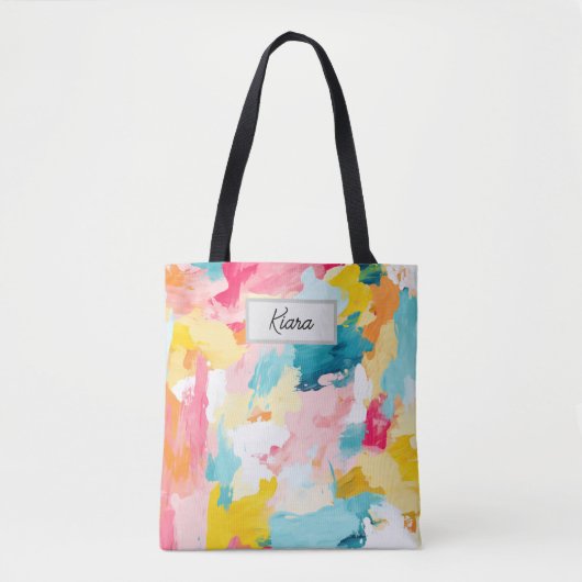 Ecobag met Pastel Brush Strokes Kleurrijk | Tote Bag (Voorkant)