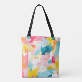Ecobag met Pastel Brush Strokes Kleurrijk | Tote Bag (Achterkant)