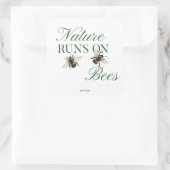 EcoFriendly Nature Runs On Bees for Meditation fan Vierkante Sticker (Tas)