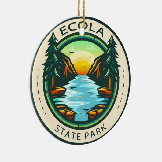 Ecola State Park Oregon Badge Keramisch Ornament (Rechts)