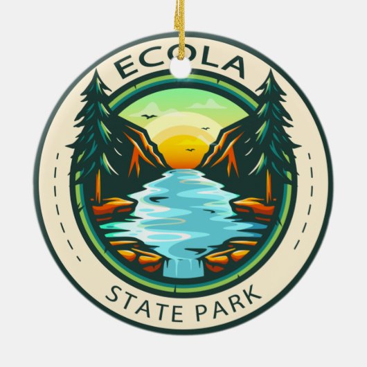 Ecola State Park Oregon Badge Keramisch Ornament (Achterkant)