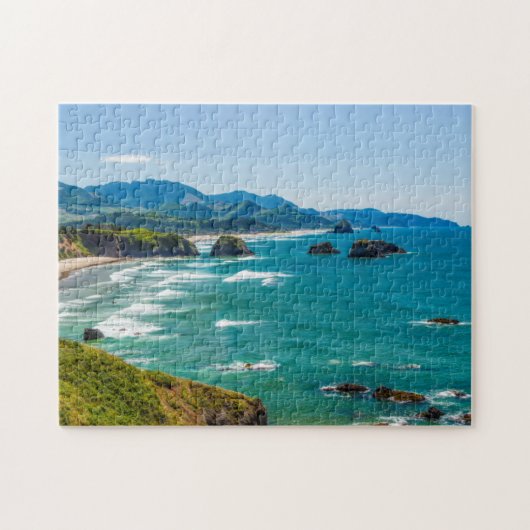 Ecola State Park, Oregon. Panorama van Crescent Legpuzzel (Horizontaal)