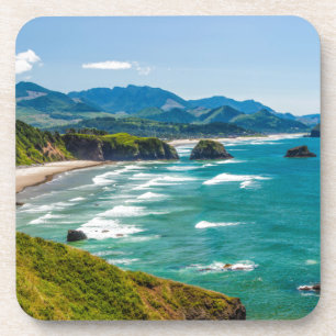 Ecola State Park, Oregon. Panorama van Crescent Onderzetter