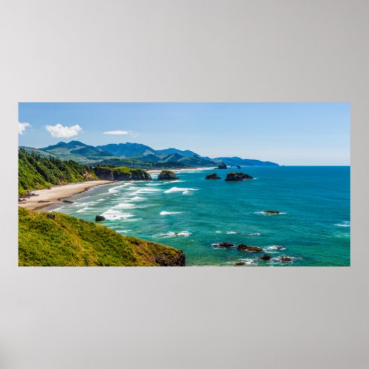 Ecola State Park, Oregon. Panorama van Crescent Poster (Voorkant)