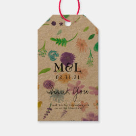 Ecologisch Trouwfeest Waterverf Eenvoudig Bloemmot Cadeaulabel