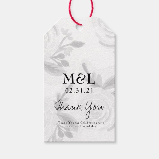 Ecologisch Trouwfeest Waterverf Rozen Schaduwen Cadeaulabel (Voorkant)