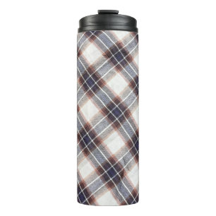 ecologische katoen Gingham in herfstkleuren.  Thermosbeker