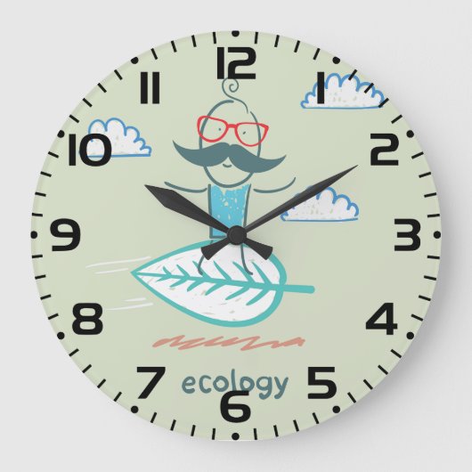 Ecology Surfer Sustainable Life Hipster Grote Klok (Voorkant)