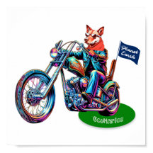 EcoMarlee mascotte paardrijden motorfiets met vlag