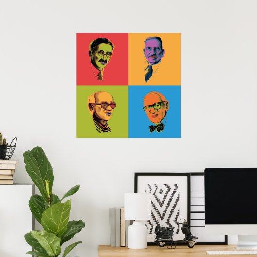 Econ Poster - Mises, Hayek, Rothbard, Friedman (Thuiskantoor)