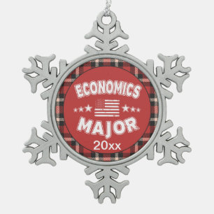 Economics Student USA Flag Red Play Tin Sneeuwvlok Ornament