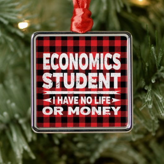 Economische Hogeschool Grote Student Red Plaid Metalen Ornament (Boom)