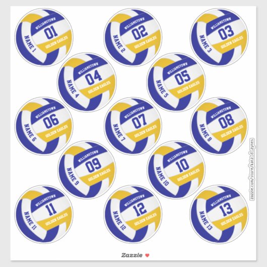 economische reeks van 13 volleybalteamkleuren sticker (Vel)