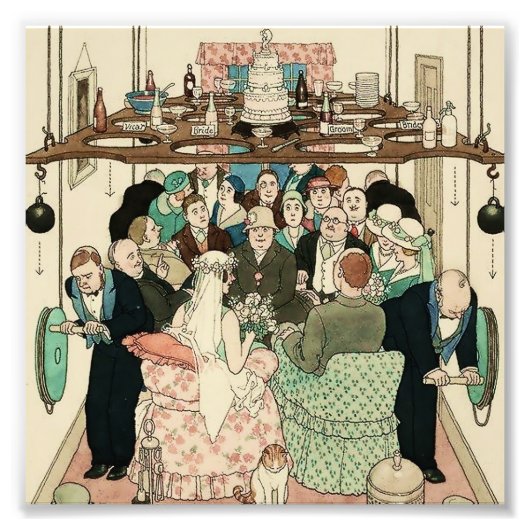 "Economy of Space" van W Heath Robinson Foto Afdruk (Voorkant)