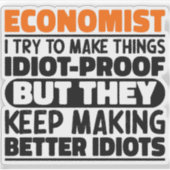 Econoom Ik probeer dingen grappig te maken Sticker (Voorkant)