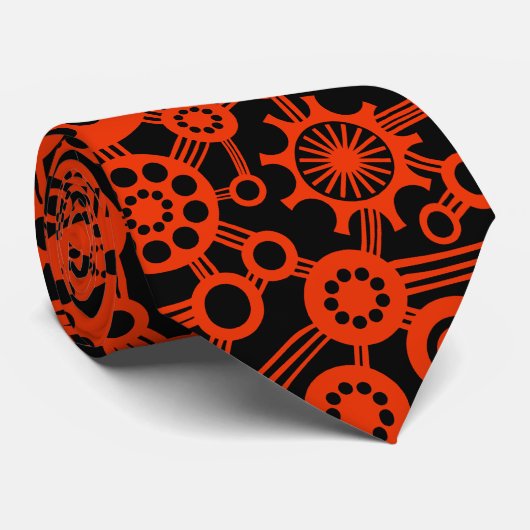 Ecosysteem - Brick Red op zwart Stropdas (Opgerold)