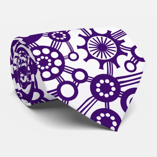 Ecosysteem - diep Paars op wit Stropdas (Opgerold)