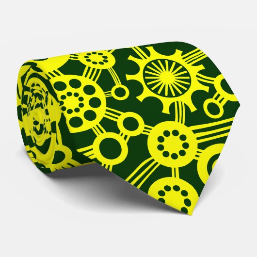 Ecosysteem - Geel en DK Groen Stropdas (Opgerold)