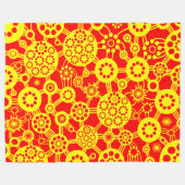 Ecosysteem - Geel op rood Fleece Deken (Voorkant (Horizontaal))