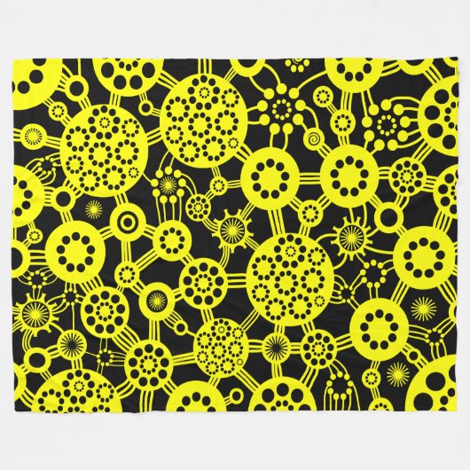 Ecosysteem - Geel op zwart Fleece Deken (Voorkant (Horizontaal))