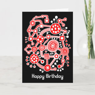 Ecosysteem III - wit en rood op zwart Kaart