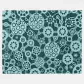 Ecosysteem - Light Blue Green op Dark Moss Green Fleece Deken (Voorkant (Horizontaal))