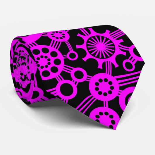 Ecosysteem - Magenta en Black Stropdas (Opgerold)