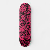 Ecosysteem - Neon Red op zwart Skateboard (Voorkant)