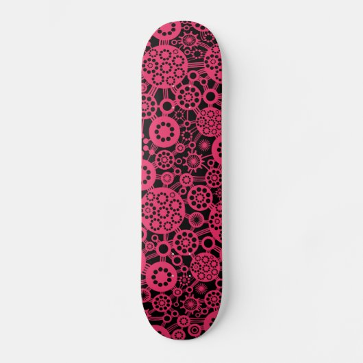 Ecosysteem - Neon Red op zwart Skateboard (Voorkant)