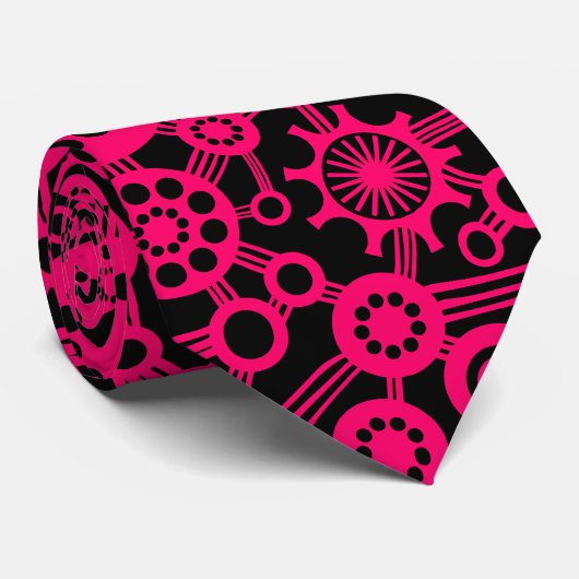 Ecosysteem - Neon Red op zwart Stropdas (Opgerold)