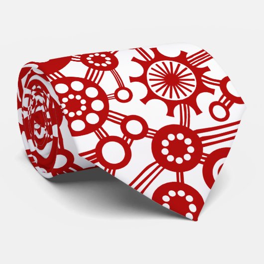 Ecosysteem - Ruby Red on White Stropdas (Opgerold)